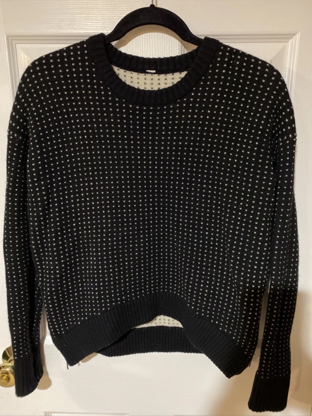 Womens Lululemon 100%  Merino Wool Side Zip Polkadot Long Sleeve Sweater Sz: 6